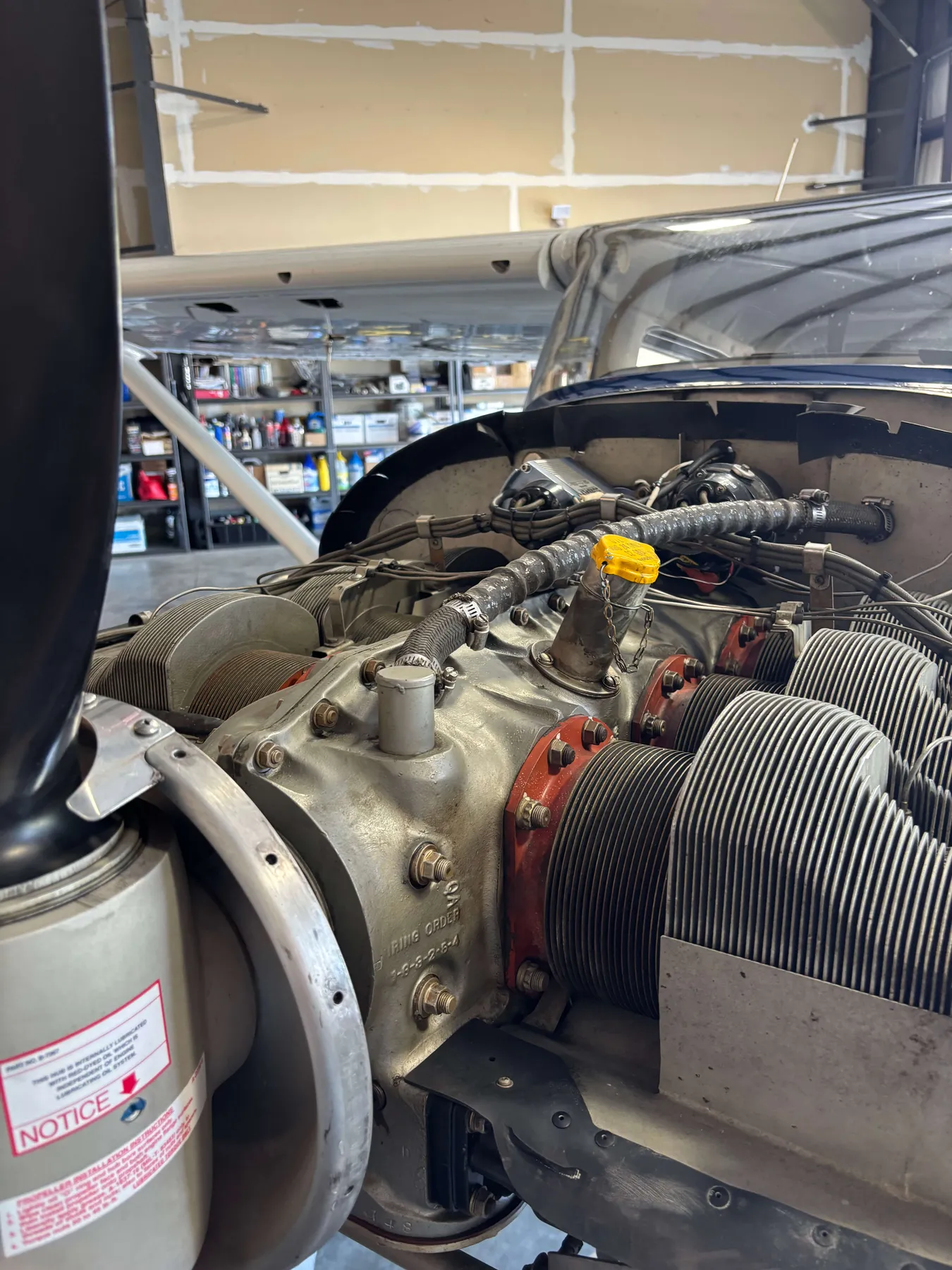 Continental O-470-R engine in N2987F with the cowling removed